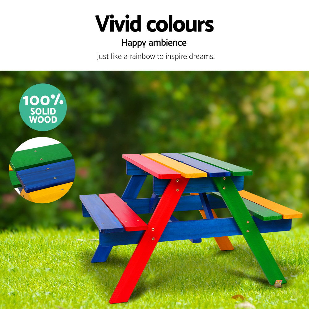 Keezi Kids Wooden Picnic Table Set with Umbrella