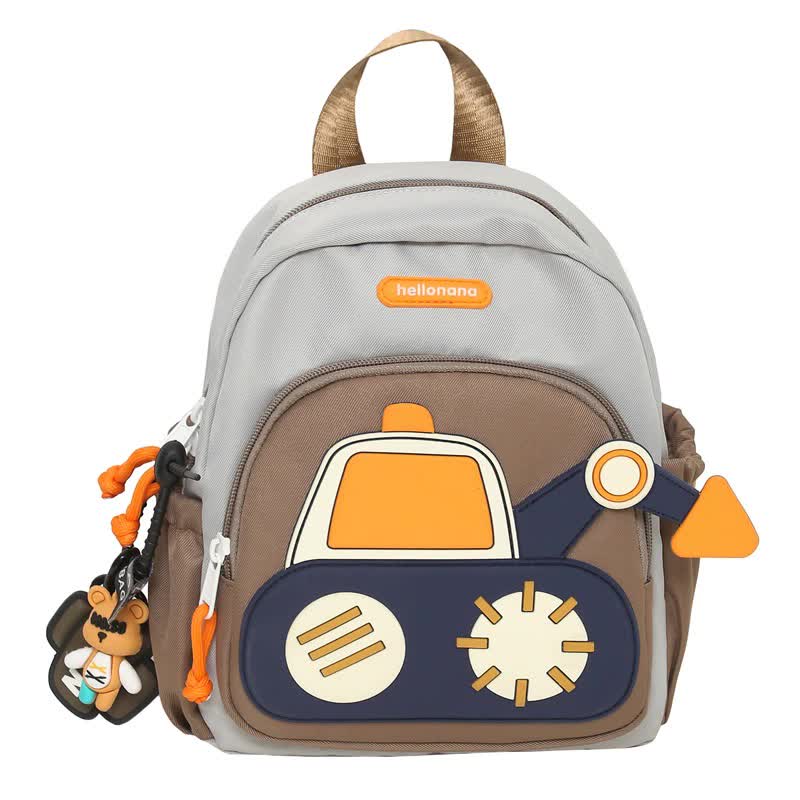 Blue-green Kids' Cartoon Backpack - Adorable Excavator Design with Spacious Compartments